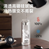 苏泊尔(SUPOR)双层耐热玻璃提环杯400ML.行砚黑KCG40BR10