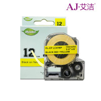 艾洁LK-4YBP 打印量12mm*8m 适用爱普生LW400;LW700;LW600P标签色带 1个/盒 黄底黑字