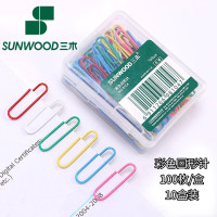 三木(SUNWOOD) 8104 彩色回形针 曲别针 8*28mm 100枚/盒 10盒/包 包 回形针