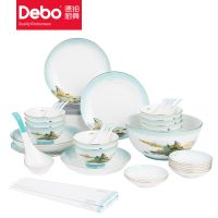 德铂DEP-767正骨陶瓷32件套 高脚碗、小勺子、筷子、8寸汤碗、7寸圆盘、8寸圆盘、4寸碟、大勺子 套 餐具套装