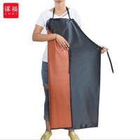谋福(CNMF) 115 防油污耐酸碱 无袖简约厨房食堂家务屠宰场洗车围裙 黑红色PVC 条 普通围裙