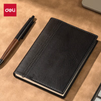 得力(deli) 7913 48K 120张/本 拼接款 PU皮面 笔记本 (本) 黑咖色