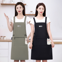 匹牧 时尚简约围裙厨房家用做饭防水防油卡通新款餐饮专用工作服围腰女 卡通刺绣防水防油背带款-绿色 件