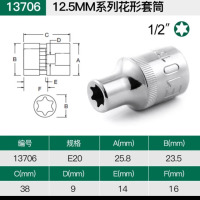 世达E型套筒 13706 大棘轮E型短套筒20mm