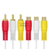 酷比客 LCAV3RMWHINSRGB-2M 2m 红绿蓝头 三头延长高清连接线3RCA 电视视频线 公对母色差线白色