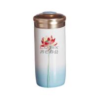 乾唐轩 01C640 300ml双层清新福莲 白浅水蓝彩绘 随身杯 (计价单位:个) 白色_