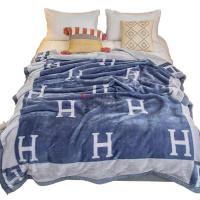 伊伊爱 Y0KX02100116 /150*200cm 新款双面拉舍尔印花多功能毛毯 1 件/条 (单位:条) H蓝_