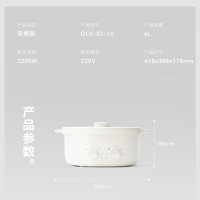 olayks立时 电火锅 鸳鸯锅 火锅专用锅 分体可拆洗多功能锅家用多用途涮肉锅速沸电煮锅6L_