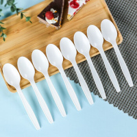 芳草地一次性勺子可降解长柄西快餐汤勺饭勺甜品冰淇淋勺子独立包装50支_