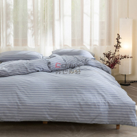 伊伊爱 CMTJ-9SXM-001 /220*240cm 四件套简约水洗棉床单款 (计价单位:套) 蓝灰条纹_