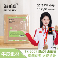 海亚森 TK-9004 20*25*8cm (棉绳黄浆)小号 竖式牛皮纸袋 10 个/包 (单位:包) 本色__