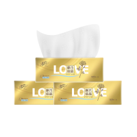 清风抽纸3层110抽3包餐巾纸压花金装原木餐巾纸卫生纸纸巾实惠装