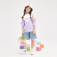 3515325150G大嘴猴(paul frank)童装儿童牛仔短裤2023夏季新款百搭潮流女童牛仔五分裤 浅牛仔蓝 1