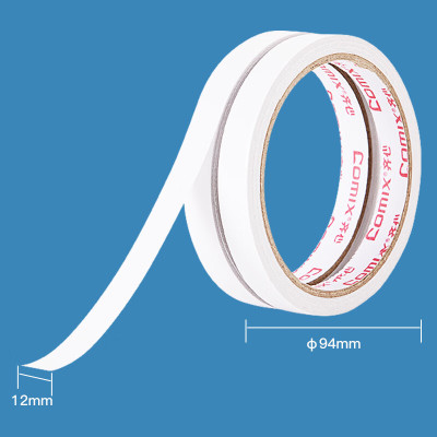 齐心 MJ1210/双面棉纸胶带 12mm*10y 1卷袋装 白