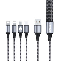 忆捷(EAGET)数据线 EC009 一拖四快充适用苹果15 Type-C华为安卓手机灰色 个