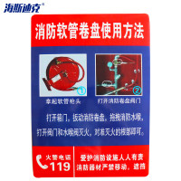 海斯迪克 HK-48 PVC墙贴安全标识牌 消防软管卷盘使用方法23.5×33cm