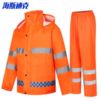 海斯迪克 HKsq-357 环卫雨衣套装 劳保警示安全交通施工雨衣分体橘色 兰格橙 M