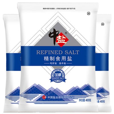 中盐 精制食用盐400g 加碘盐