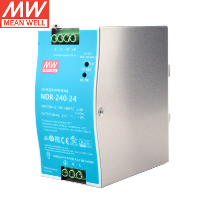 明纬(MEANWELL)NDR-240-24导轨安装PFC 明纬开关电源24V10A