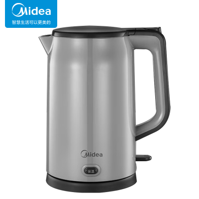 美的(Midea)电热水壶 一键保温 母婴级不锈钢 无缝内胆 双层防烫1.7L 温控烧水壶 外塑内钢 MK-HP1706