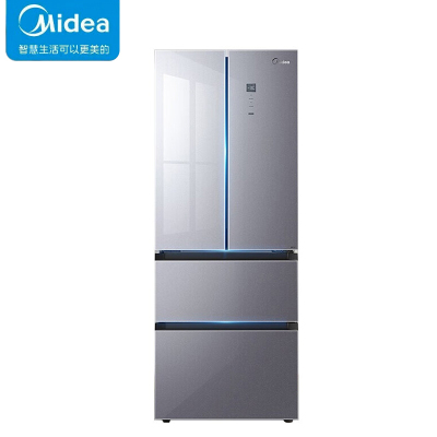 美的(Midea)立体多维送风 四门精储327升大容量 变频制冷超薄商用冰箱 BCD-327WFGPM 榭湖银