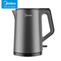 美的(Midea)电热水壶双层防烫304不锈钢1.5升速热沸腾一键开盖自动断电 简约深空灰 MK-15MS03