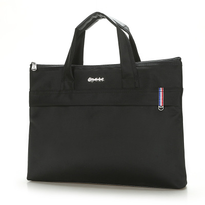 斯莫尔手提文件袋公文包 时尚布料双拉链黑色会议袋资料包SL-1711