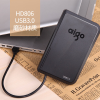 爱国者(aigo) HD806 移动硬盘 USB3.0稳定耐用 海量存储轻薄便携 高速传输移动硬盘 黑色 4T