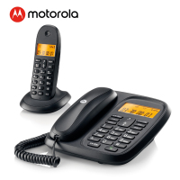 摩托罗拉(Motorola)CL101C 数字无绳电话机 无线座机 子母机一拖一 办公家用 大屏幕 双清晰免提套装