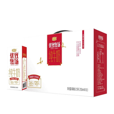 君乐宝 优致牧场高钙纯牛奶红盒250ml*10