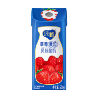 蒙牛(MENGNIU)纯甄草莓果粒风味酸奶康美笑脸包200g×10