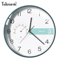 天王星(Telesonic)创意挂钟客厅时尚挂表轻奢餐厅装饰钟表大气时钟带温度计家用壁钟 14英寸黑色