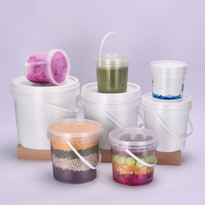 佳叶 加厚食品级塑料桶密封桶酱菜桶包装小水桶打包桶海蜇桶手提桶带盖 25L透明