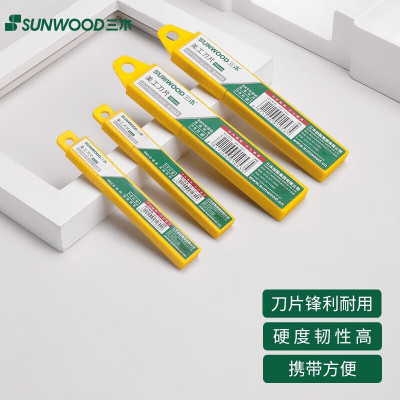 三木(SUNWOOD)91054小号SK5精钢美工刀片9mm替换刀片 10片/盒 2盒装