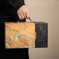 苏氏陶瓷(SUSHI CERAMICS)手绘釉画彩千里江山手抓壶礼盒套装中国风文创伴手礼