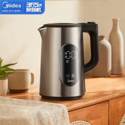 美的(Midea)电热水壶 烧水壶保温热水壶1.5L大屏温显5段控温沸腾除氯316不锈钢MK-SEK1511