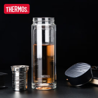 膳魔师(THERMOS)双层玻璃杯400ml男女茶杯水纹行者系列带茶漏TCGB-400-D-PL深紫色