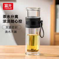 富光G2402-SH-290黑金泡茶师双层玻璃杯290ml