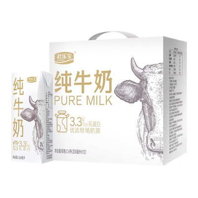 君乐宝 纯牛奶量贩装 4800ML 产品规格 200ml*12*2箱