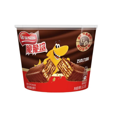 雀巢(Nestle)脆脆鲨威化饼干巧克力味桶装212.5g 休闲零食早餐夹心 孟子义同款