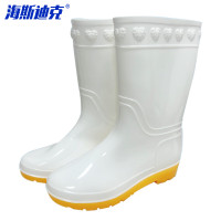 海斯迪克白色雨鞋工作雨靴耐油防滑HKsq-583 女中筒 38码