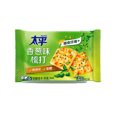 太平 苏打饼干 香葱味 美味易消化含膳食纤维 100g*8袋