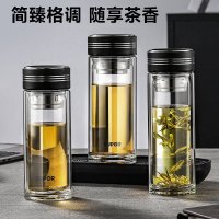 苏泊尔(SUPOR)双层玻璃杯办公泡茶杯 500mL儒雅黑