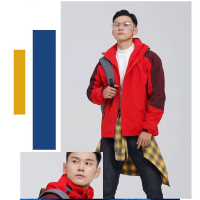 君御JY-C101拼色三合一冬季可拆卸冲锋衣户外防寒外套两侧反光条保暖(深灰拼黑色)君御JY-C101拼色三合一冬季可拆