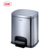 GNF 15升方形脚踏垃圾桶防指纹不锈钢带盖大号脚踩商用酒店写字楼学校公司单位办公室会所欧式15L SJ15-F01
