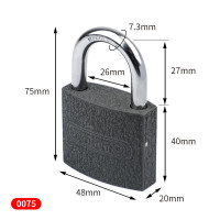 赛拓(SANTO)0075铁挂锁小锁头 抽屉锁柜门锁防盗窗锁 50mm 单位:个 5个起发