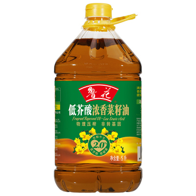 鲁花 低芥酸浓香菜籽油5L非转基因物理压榨 桶装食用油菜油