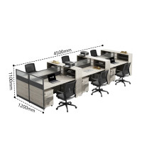 兰冉 CK-ZL-547 屏风工位隔断职员桌六人位含柜椅 W4500*D1200*H1100mm