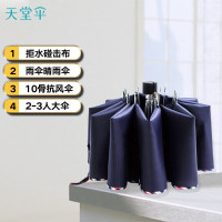 天堂伞 3311E加大加固64cm*10骨三折晴雨商务伞碰 深紫色(单位:把)