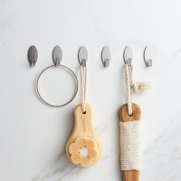 茶花挂钩 不锈钢挂钩贴 浴室粘钩 厨房挂钩 免打孔衣帽钩 12只(单位:组)